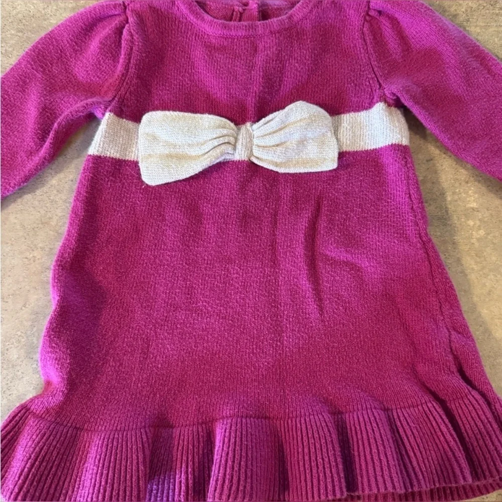 Gymboree -Baby Fuchsia Knit Sweater Dress with Bow, Size 6-12M